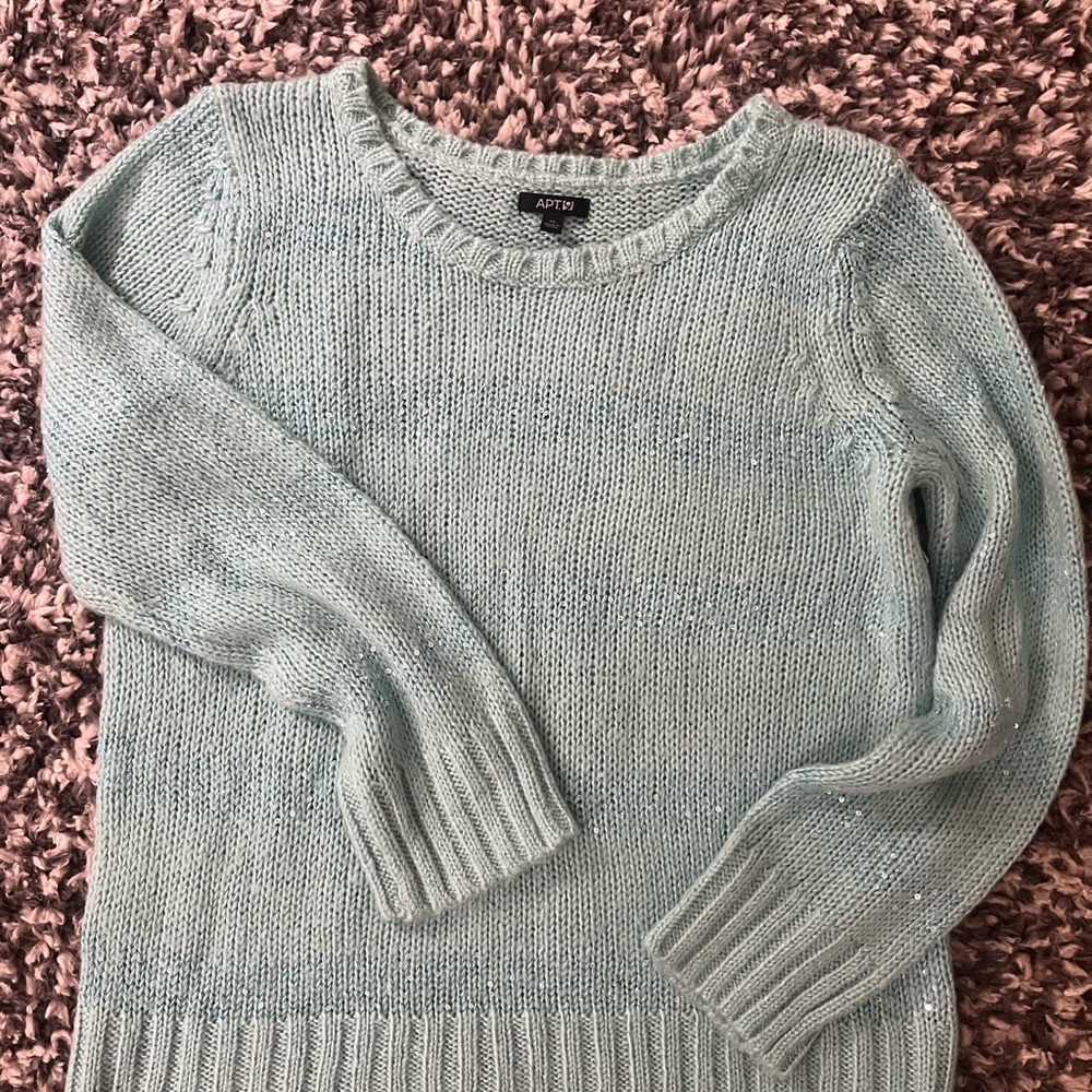 Pale green sweater with sequins